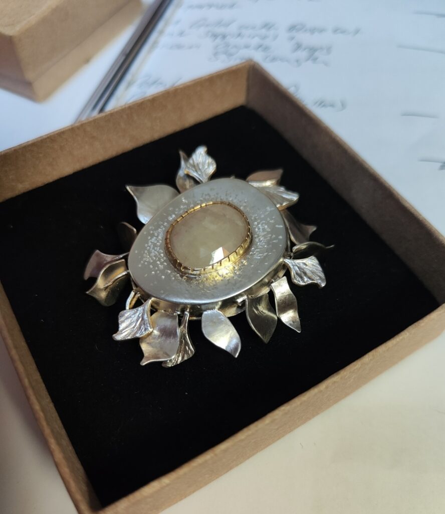 White Sapphire Brooch Pendant